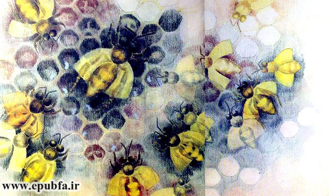 ملکه زنبورها برای گذاشتنِ تخم از خانهای به خانه دیگر رفت